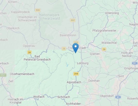 Kartenausschnitt Freudenstadt mit Markierung